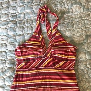 Stretchy striped halter top